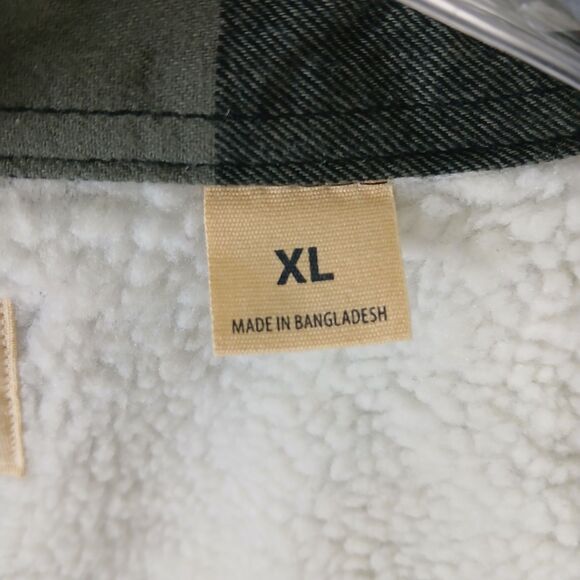 RedHead Flannel Jacket Mens XL Plaid Sherpa Button Down Shacket Black/Green NWTs - Picture 13 of 15